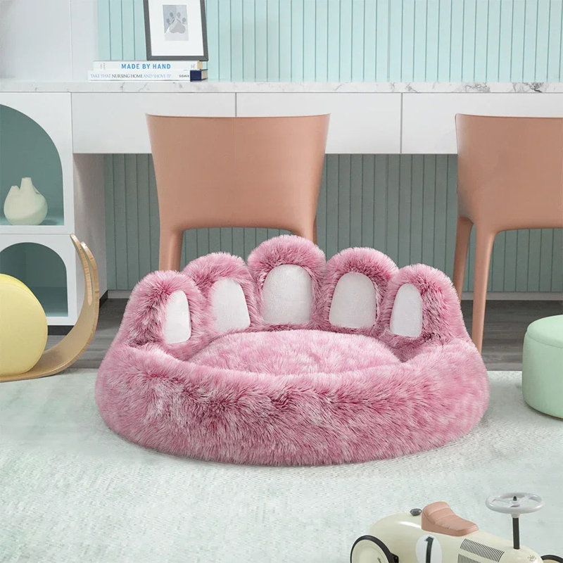 Prospe Corduroy Pet Bed, Pink/White