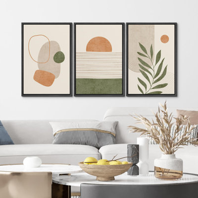 " Minimalist Abstract Geometric And Organic Shapes " 3 - Pieces on