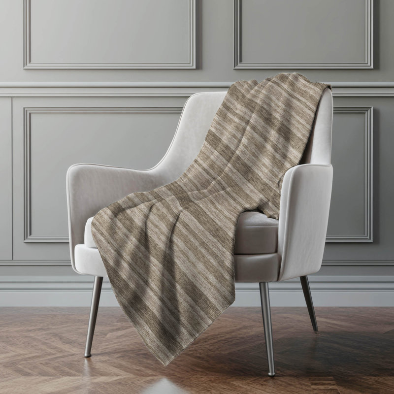 Jeté en sherpa Addison, Taupe rayé 1