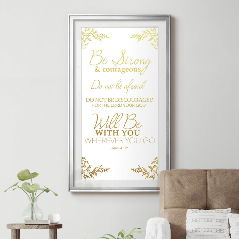 Joshua 1: 9 - Reproduction d'art textuel avec cadre photo, H 10,5 po x l 18,5 po x P 1,5 po, Papier avec cadre argenté