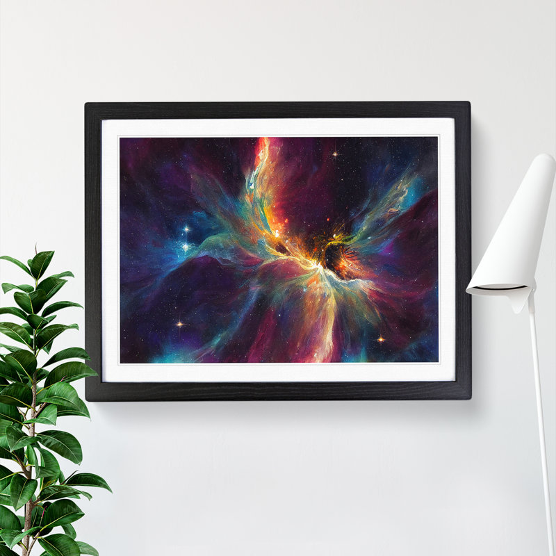 Watercolour Cosmos Vol.4 - Single Picture Frame Print, Black Framed, 34cm H x 46cm W x 2cm D
