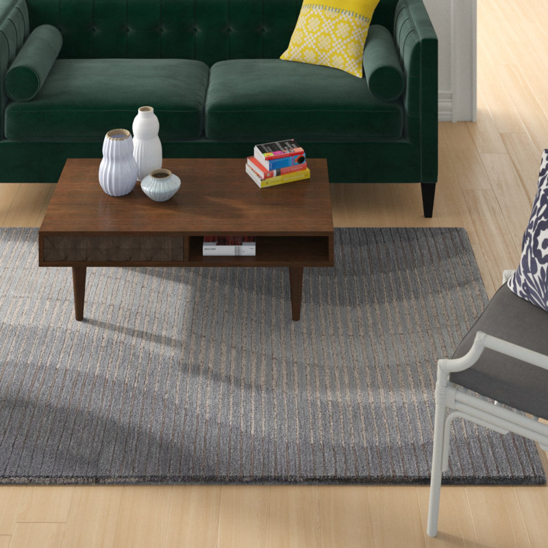Tapis gris zone handwoven Matus, Rectangle 3 pi 9 po x 5 pi 9 po
