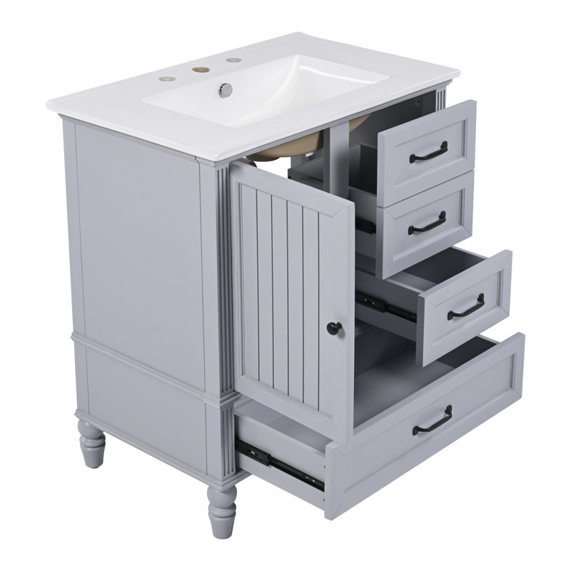Meuble-lavabo 30 po avec lavabo, Gris, Noir, noir, noir, noir