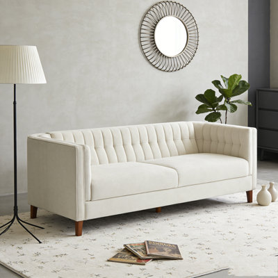 76" Upholstered Couch with Curved Armrests Sofa