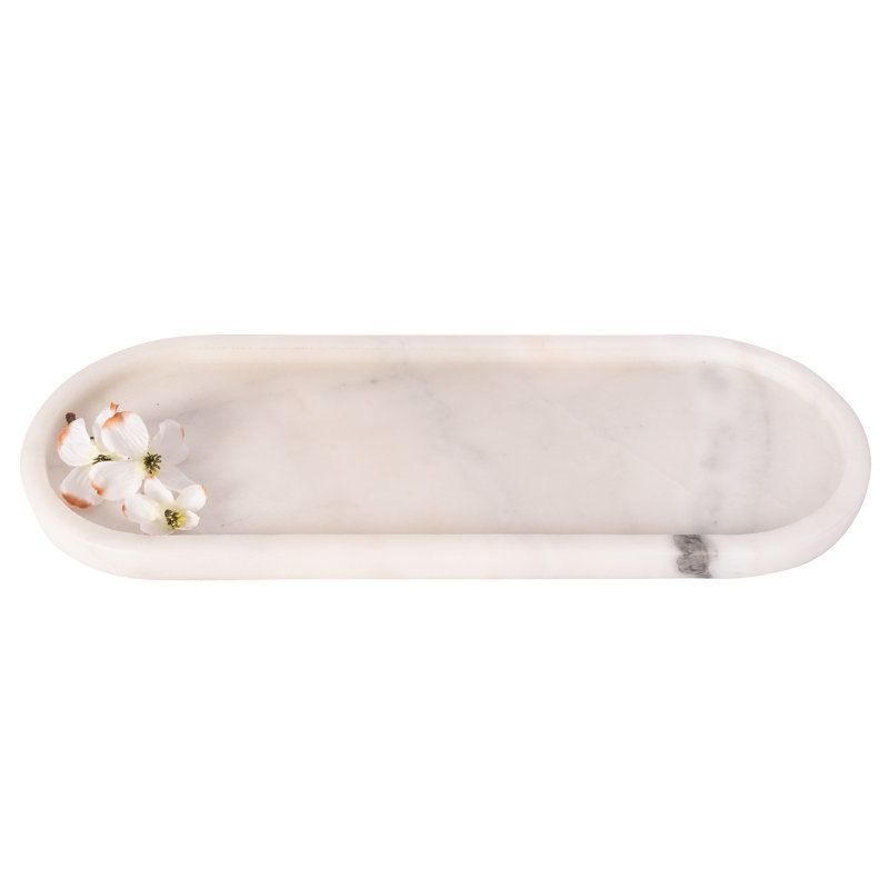 Artifacts Marble Decorative Runway Tray, White Matte