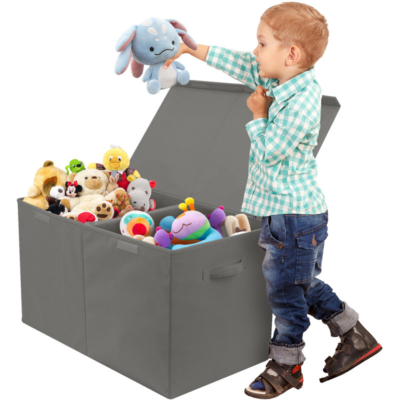 Sorbus Collapsible Fabric Toy Storage Box with Lide, Gray