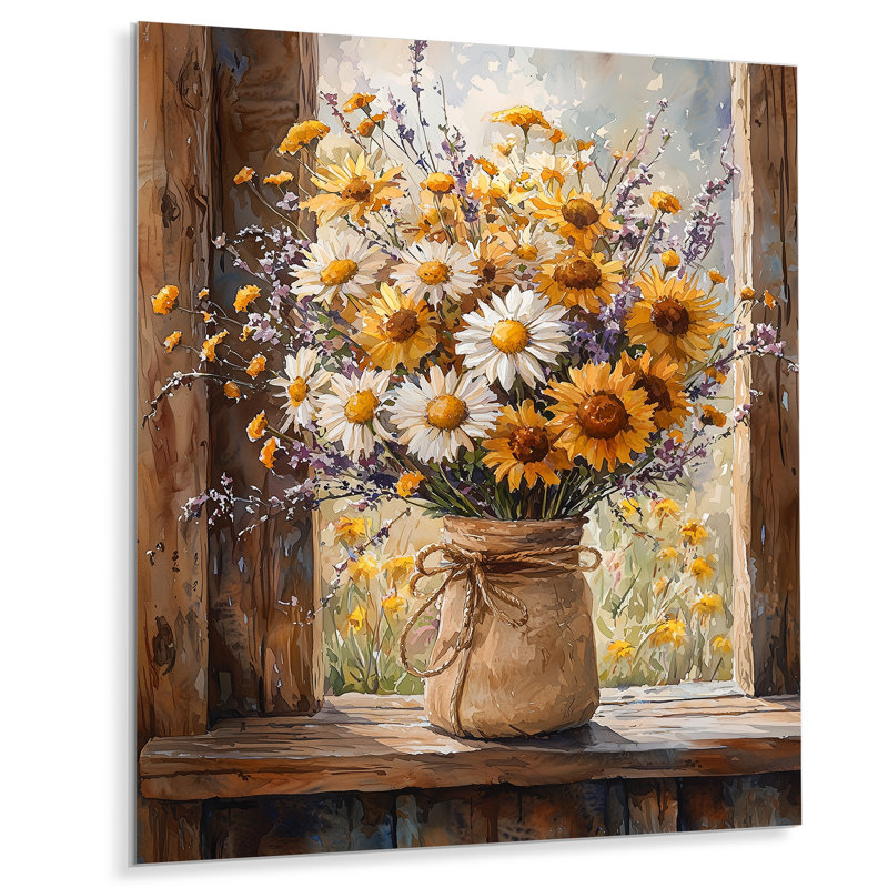 Perrotta - reproduction d'art traditionnelle en métal, marguerites, art mural en métal, H 40 po x l 30 po