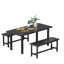 Areial 62" Extendable Rectangular Kitchen Table with 2 Benches.-631473148-631473149