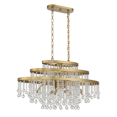 Luna 10-Light Oval Chandelier in Warm Brass