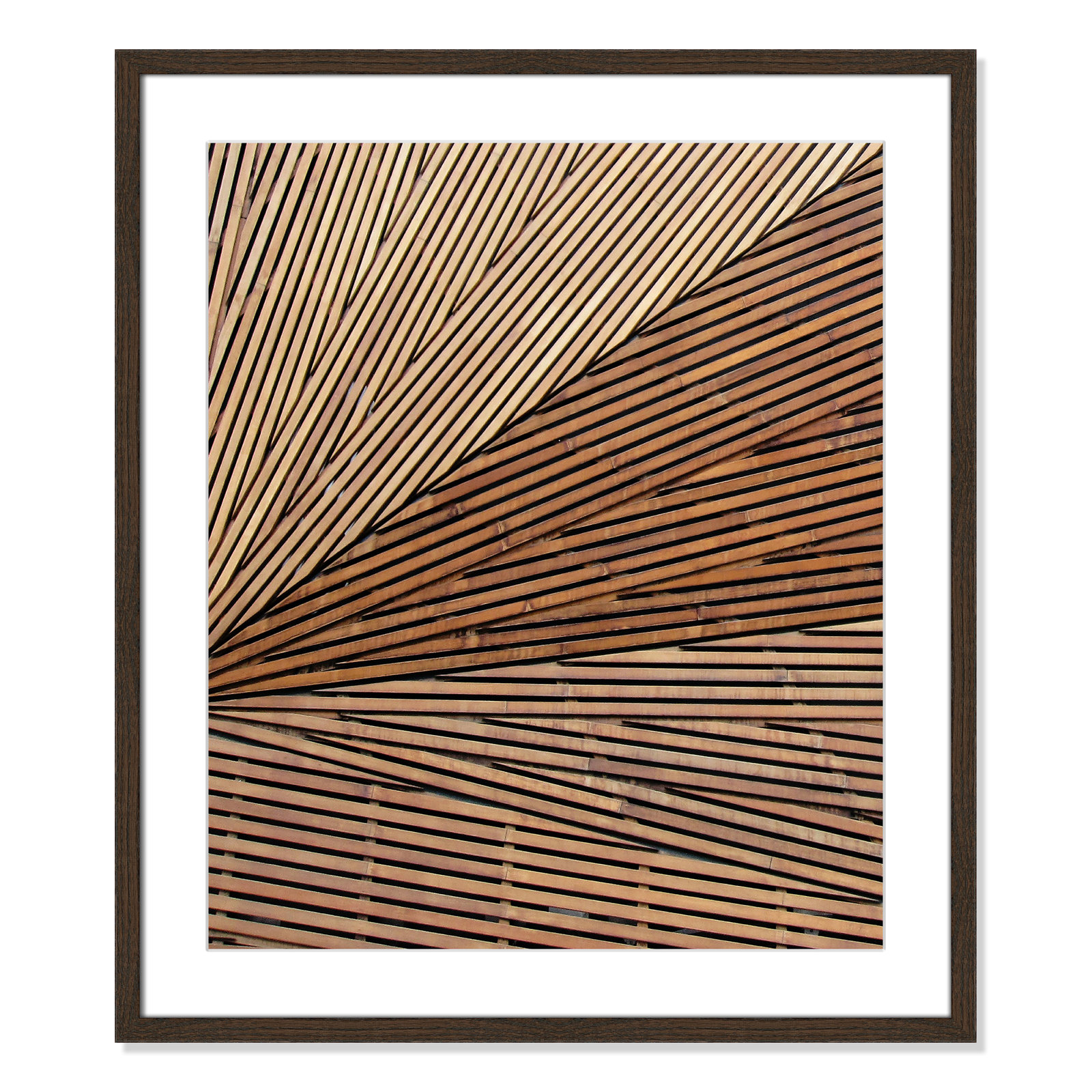 Geometric Wood Panel 1 - Picture Frame Print, 25.5" H x 21.5" W x 0.75" D, Walnut Wood Grain