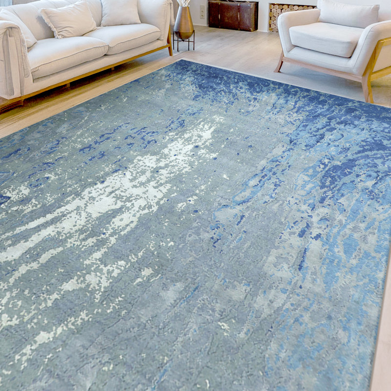 Hand Woven Wool Area Rug, Rectangle 8' x 10'