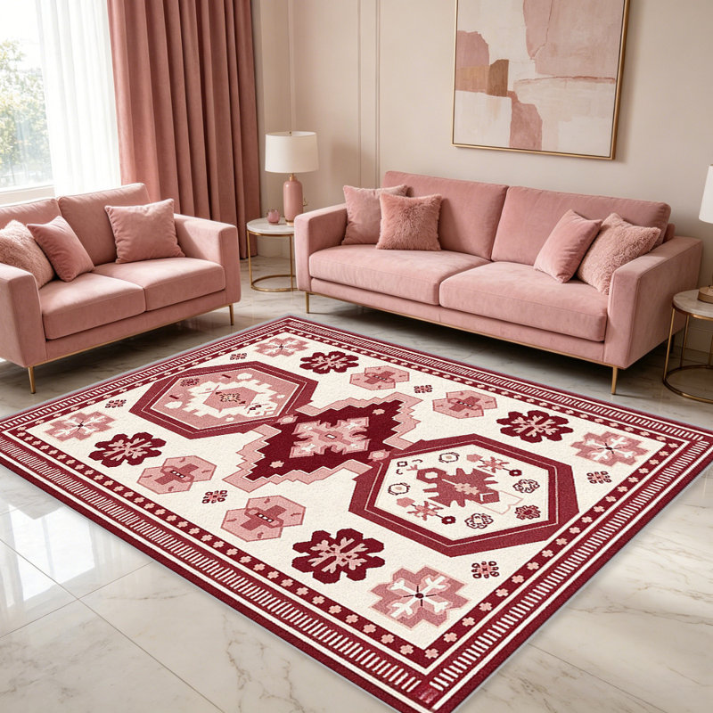 Burgundy Wine Red Medallion carpet-easy to clean, machine-washable, soft and comfortable; suitable for door mats, kitchens, living rooms, bedrooms, corridors, and laundry areas. Easy to clean, durable carpet for home decoration.