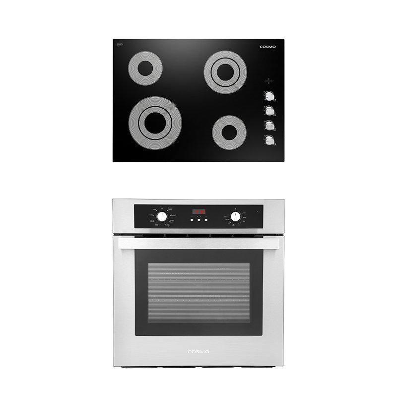 Cosmo 2 Piece Kitchen Appliance Package with 30'' Electric Cooktop , Wall Oven