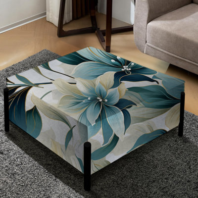 Toile océanique à motif tropical - Grand repose-pieds carré tropical