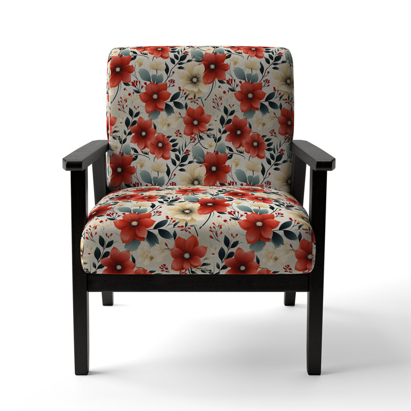 Fauteuil d'appoint rembourré Vintage Romance Red Floral Bliss