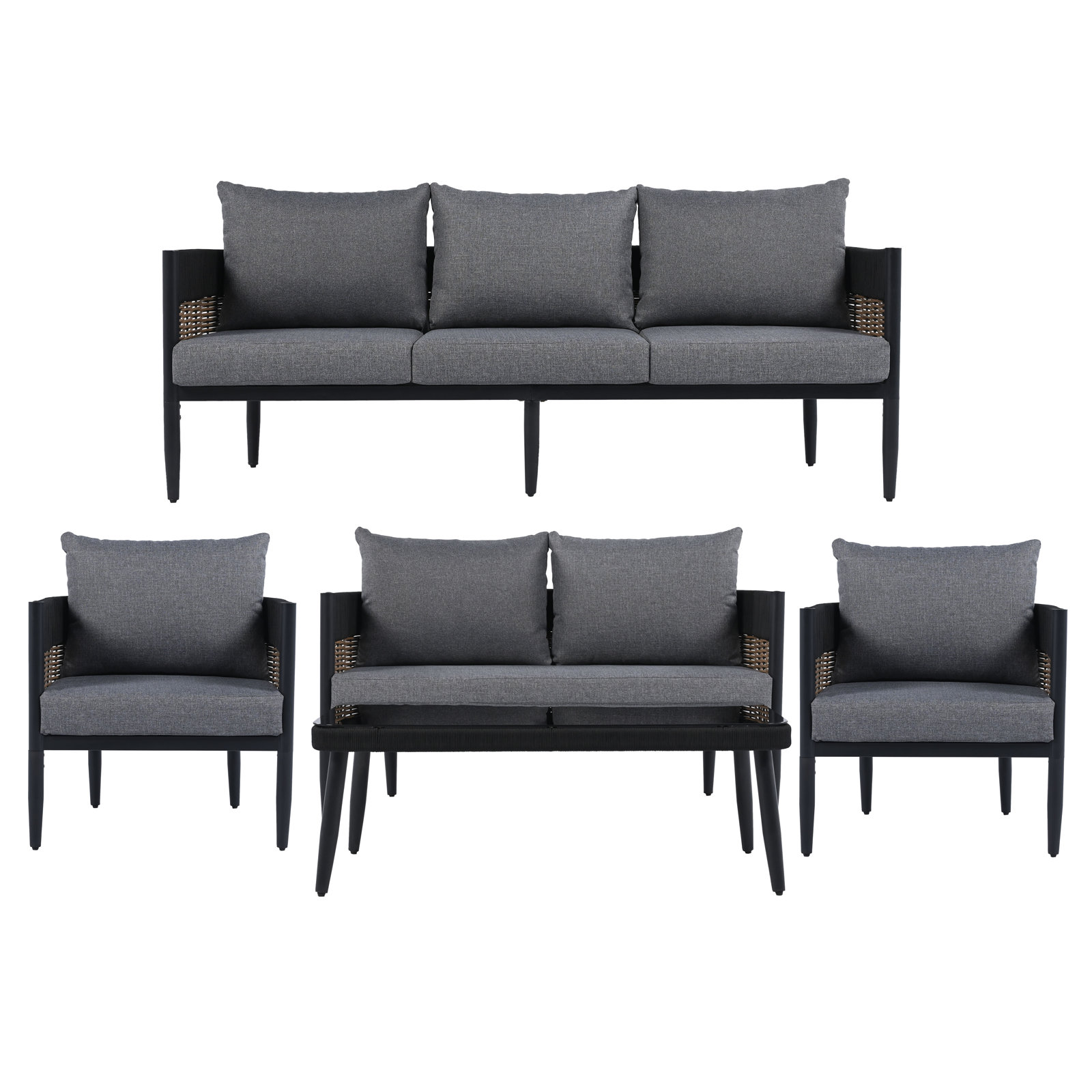 Corrente 5 Piece Outdoor Conversation Set, Gray