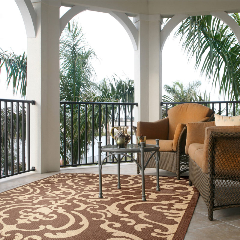 Arellanes Performance Damask Indoor/Outdoor Area Rug, Rectangle 7'10" x 11'