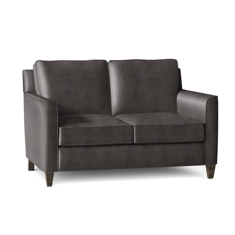 Yorba Leather Loveseat, Cobblestone, Aline Fumo Genuine Leather