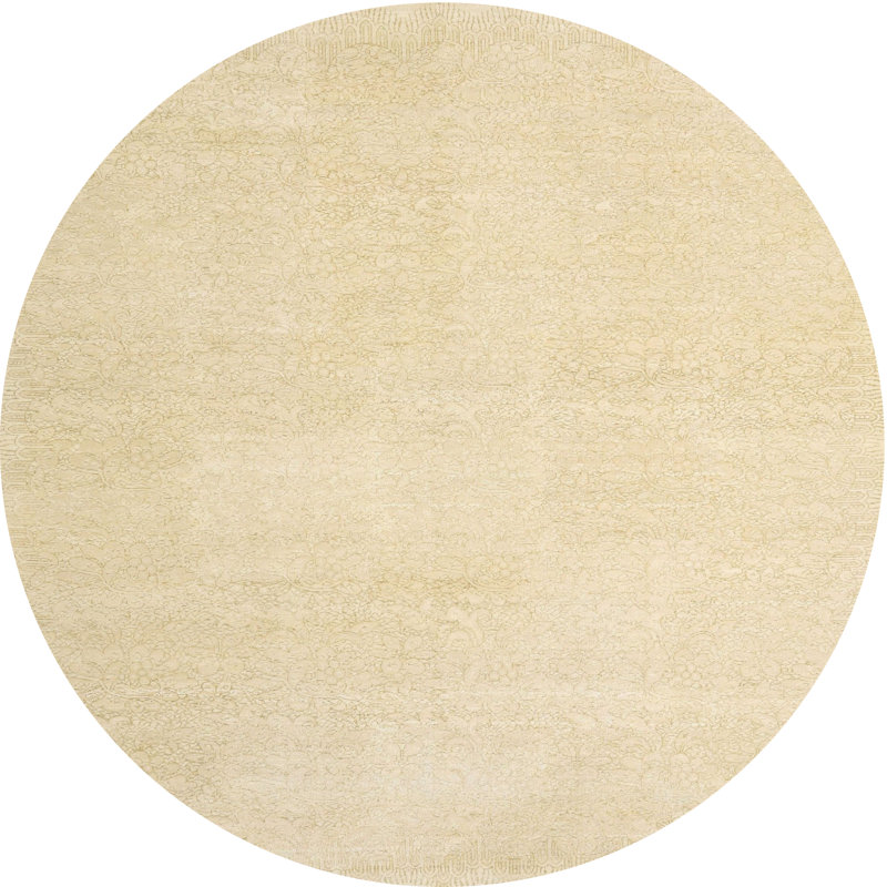 Tapis de zone crème/brun contemporain, Rond 5 pi