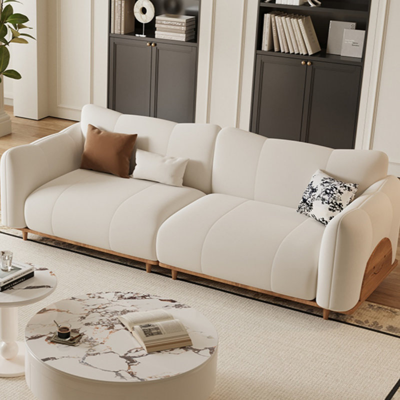 Log-style Creamy Straight-layout Sofa, Burlywood, White