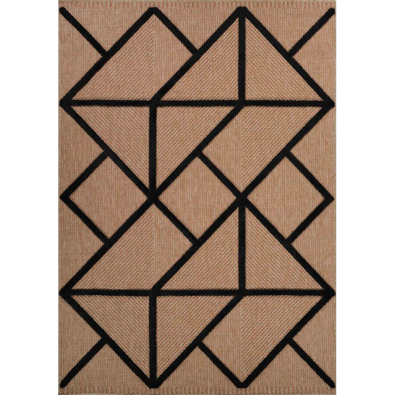 Alovinard Geometric Shapes Braided Indoor / Outdoor Area Rug, Black, Rectangle 120 x 170cm