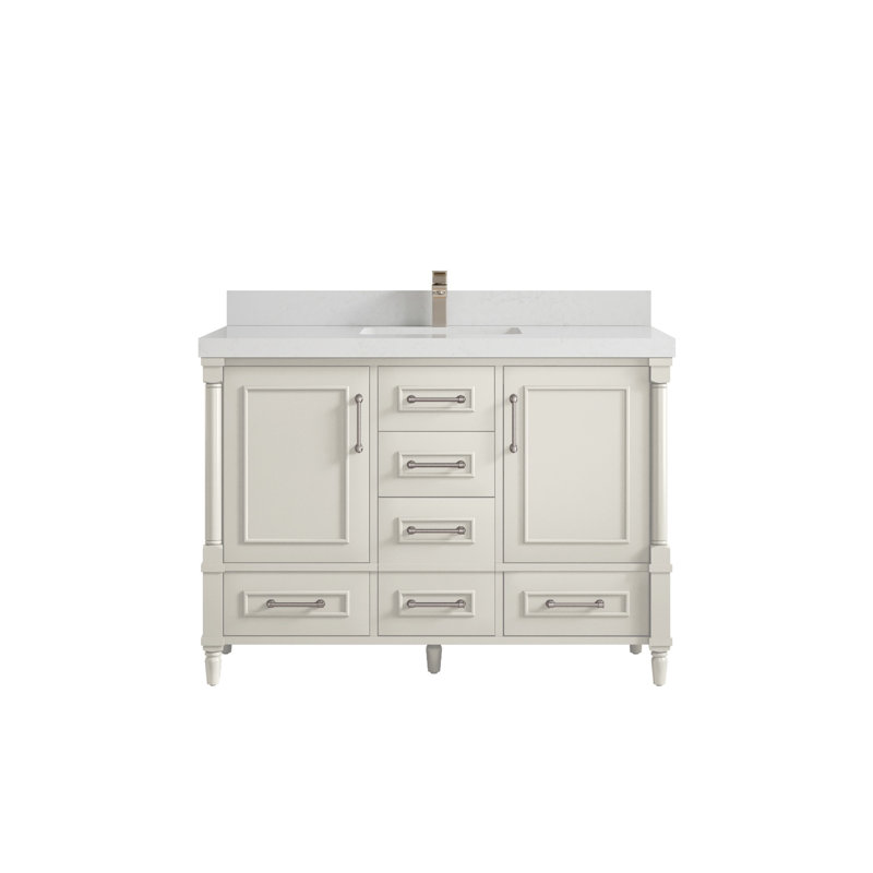 Meuble-lavabo simple avec comptoir 48 po Aberdeen, Quartz de Carrare