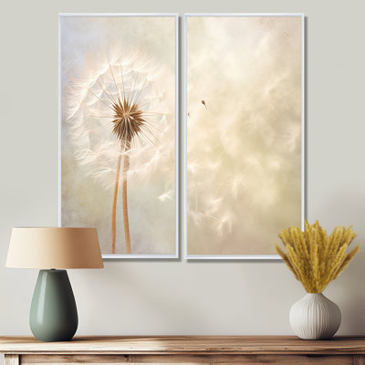 Ensemble de 2 décorations murales blanches White Dandelion Romantic Impression IV