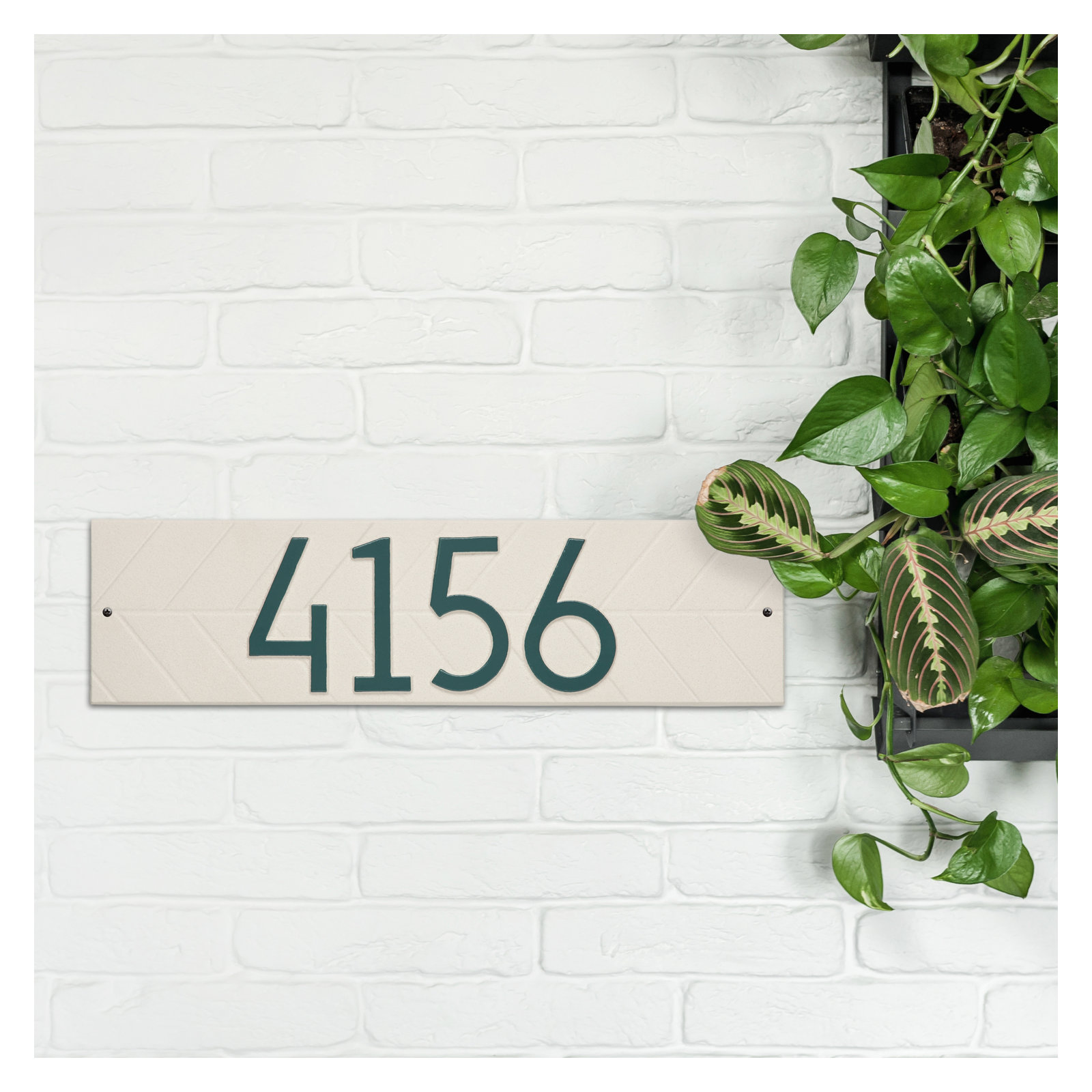 Mid-century Modern Herringbone Wall Plaque, Coastal Green, Yes