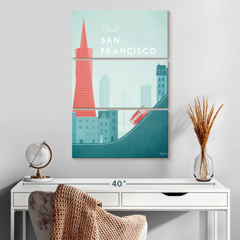 Affiche de voyage rétro Nicci San Francisco, H 32 po x l 20 po