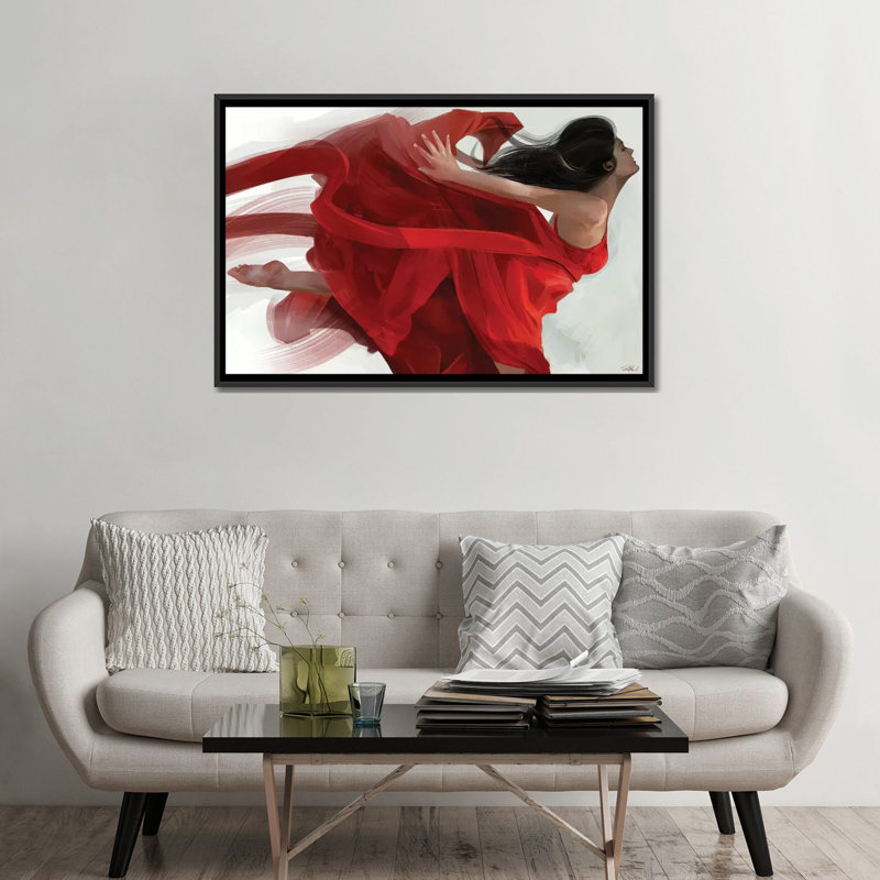 « danse », impression sur toile, H 18 po x l 26 po x P 1,5 po, Pas de tapis, Toile avec cadre noir