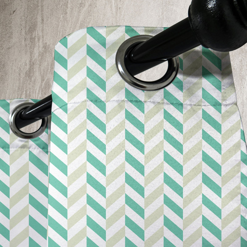 Sea Green and White Chevron Blackout Grommet Curtains