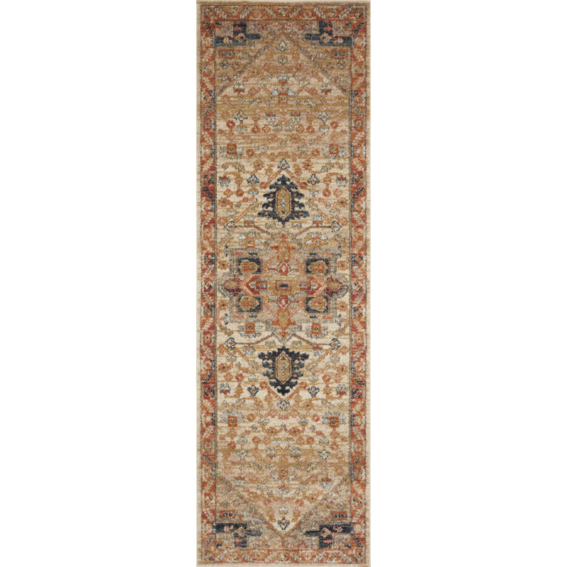 Tapis beige Avan Southwestern, Tapis de couloir 2 pi 3 po x 7 pi 6 po
