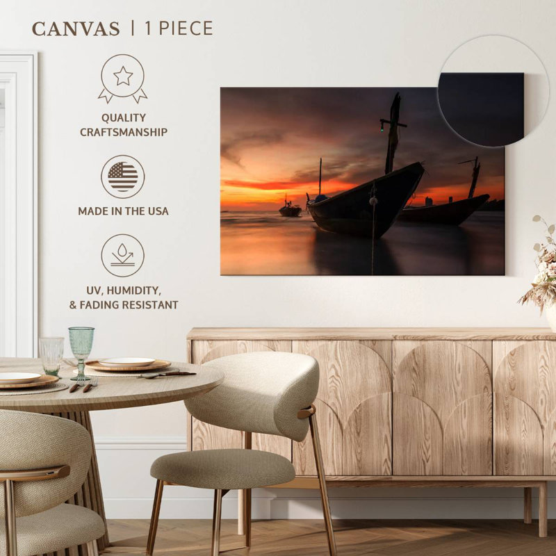 Mehar Thai Fishing Boats At Sunset, 32" H x 48" W
