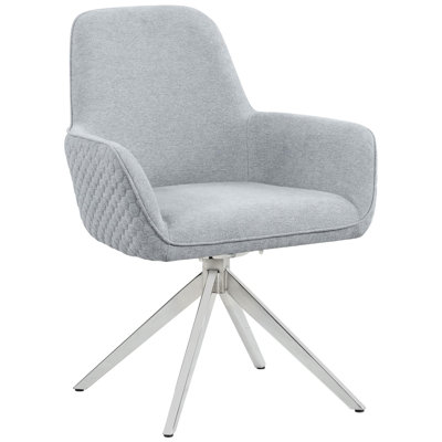 Chaise de salle à manger moderne Mid-Century grise avec accoudoirs évasés et pivotant à 360 degrés pour une touche d'élégance, une base pivotante pour un environnement détendu