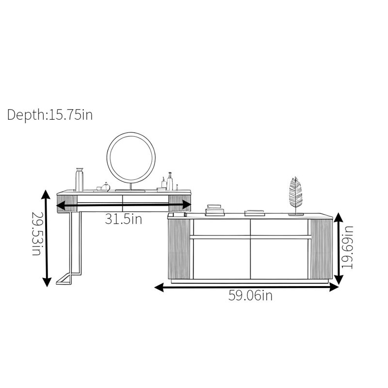 Modern Light Luxury Retractable Dresser Table