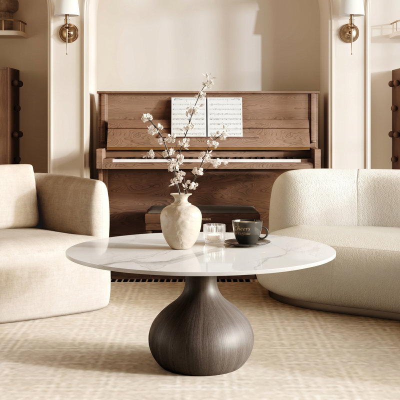 Table basse Gorman, Ivory White, 18.23" H x 41.73" L x 41.73" W