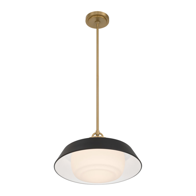 Luminaire suspendu doré éclatant 16 po Grantham, H 10 po x l 10 po x P 16 po, Noir mat