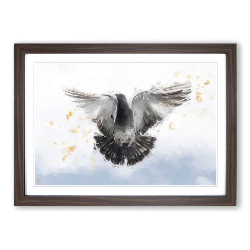 Flying Pigeon in Abstract - Framed Print, Walnut, 60cm H x 91cm W x 2cm D
