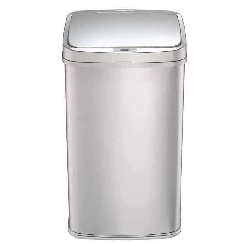 13.2 Gallon Silver Stainless Steel Touchless Trash Can