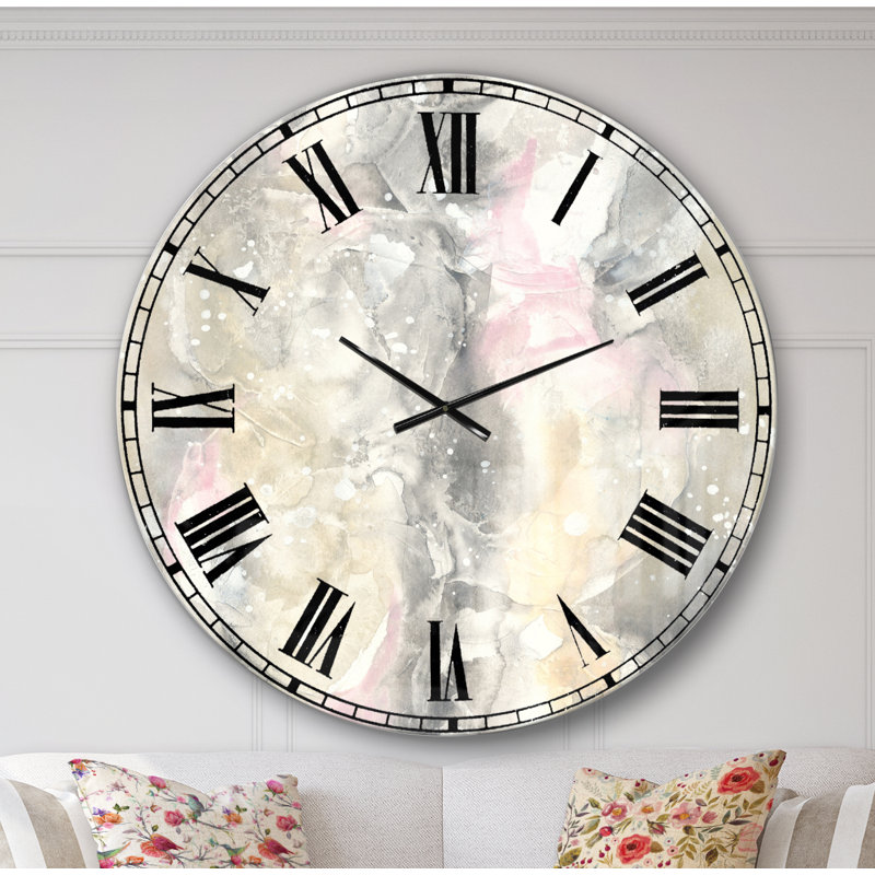 Grande horloge murale Modern Farmhouse - Aquarelle flocons de neige II, Surdimensionné