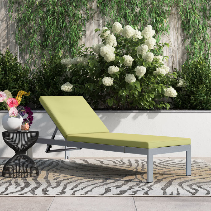 Shore Outdoor Patio Aluminum Chaise with Cushions, Peridot