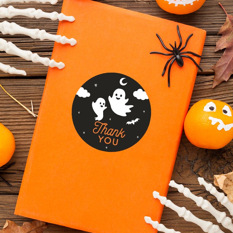 Thank You Cute Little Ghosts Happy Halloween Stickers (Set of 120) The Holiday Aisle