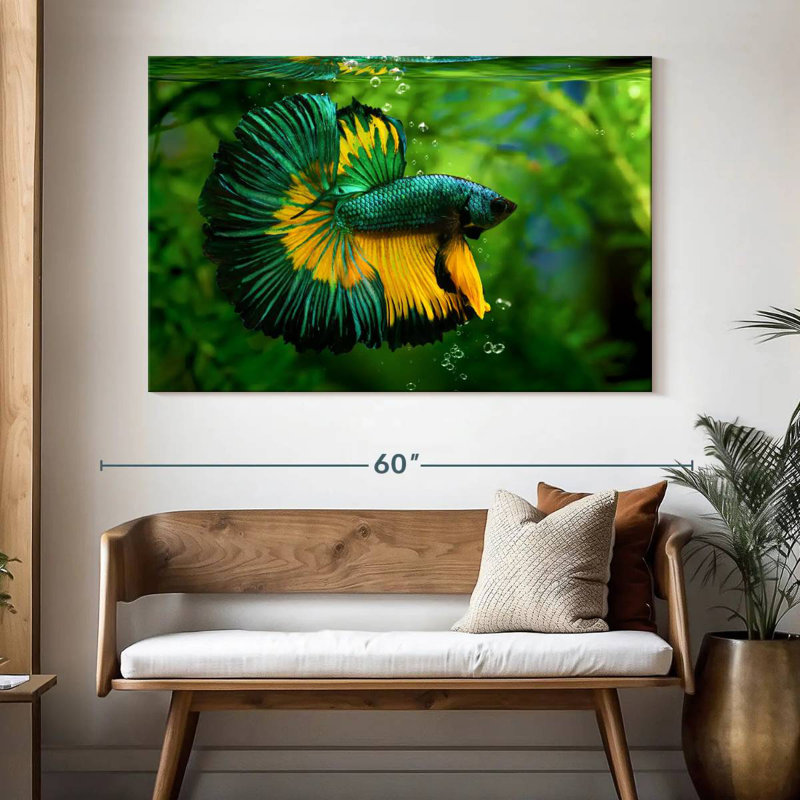 Green Yellow Betta Fish, 34" H x 51" W