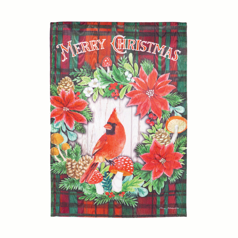 Merry Christmas Cardinal Moire Garden
