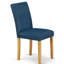 L'ensemble de mobilier de salle à manger 5 pièces comprend une table de salle à manger ronde avec Dropleaf et 4 chaises Parsons en similicuir bleu Oasis, chêne-194567323-242546788-242546784