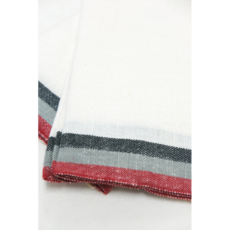 Camryn Stripe Tea Towel Kitchen Towel, White/Red/Gray/Black