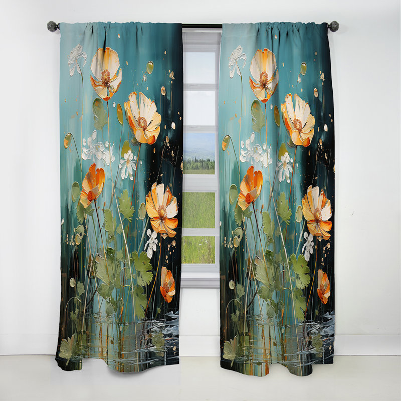 Kimberly - Rideau occultant floral Buttercups - 1 panneau, L 52 po x L 63 po