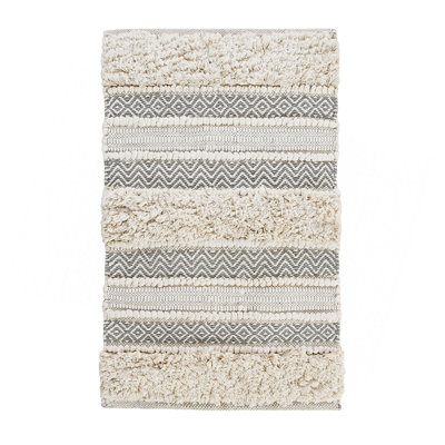 Woven Texture Stripe Bath Rug Grey 20X32"