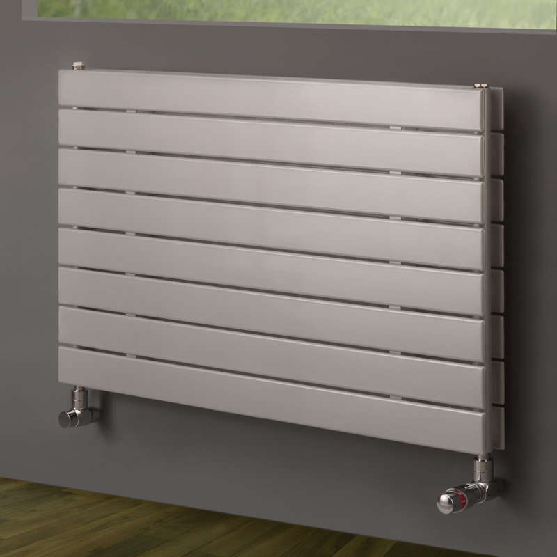 Andrew Horizontal Designer Radiator, 59.5 cm H x 150 cm W x 8.6 cm D, Silver
