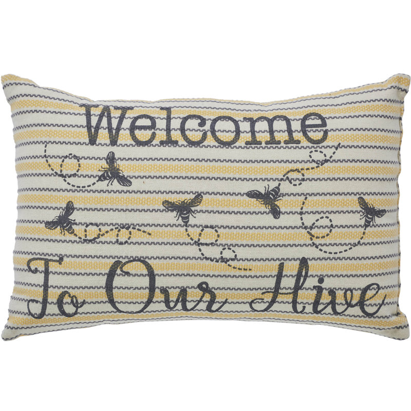 Vintage Yellow and White Cotton Striped Throw Pillow
